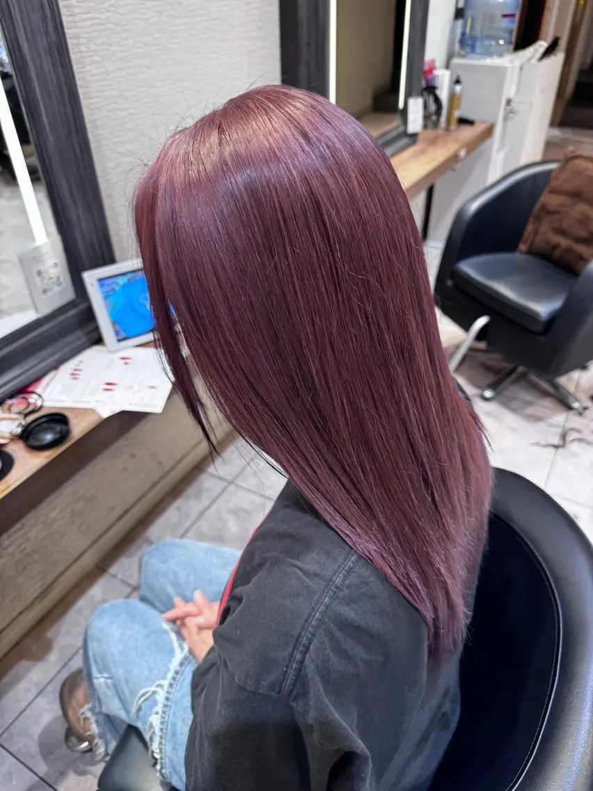 ロング カラー ピンクカラー ヘアカラー 🐺ウルフ× ハイトーン🐺MOEのヘアスタイル