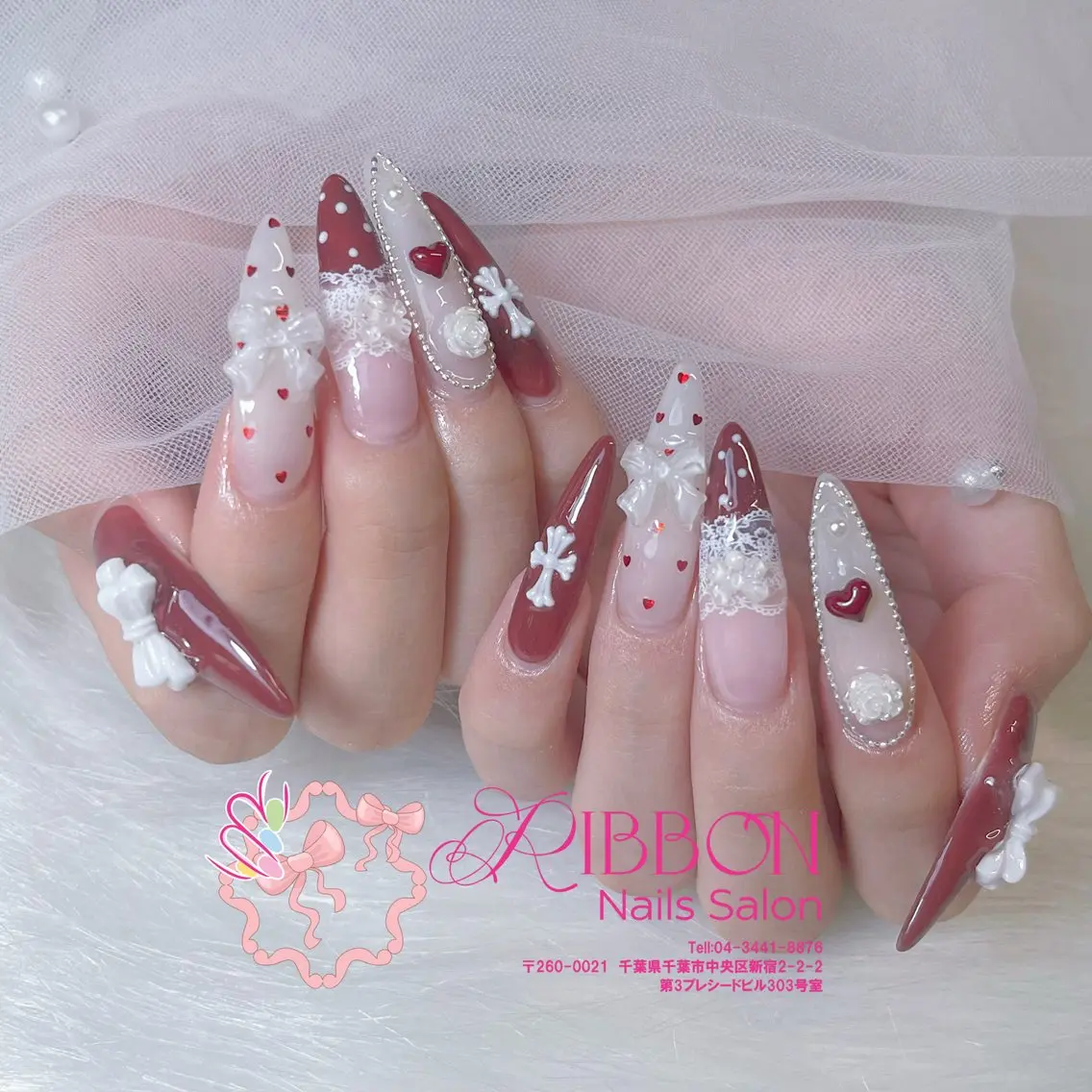 ネイル フットネイル フレンチネイル ジェルネイル マグネットネイル 持ち込み ハンドネイル ribbonnail salonのネイルデザイン