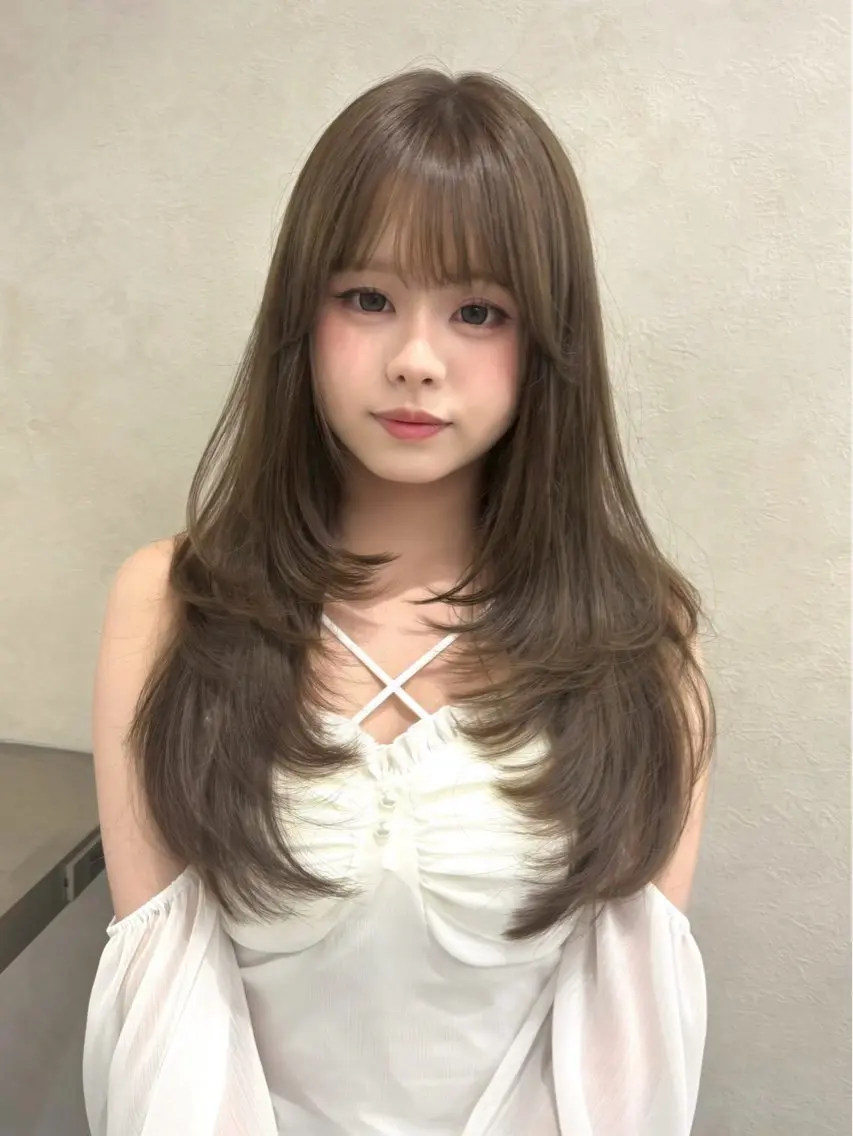 ロング ハッシュカット ハイレイヤー 韓国風ヘア レイヤーカット カット Yuta✂︎ 韓国レイヤー🪽のヘアスタイル