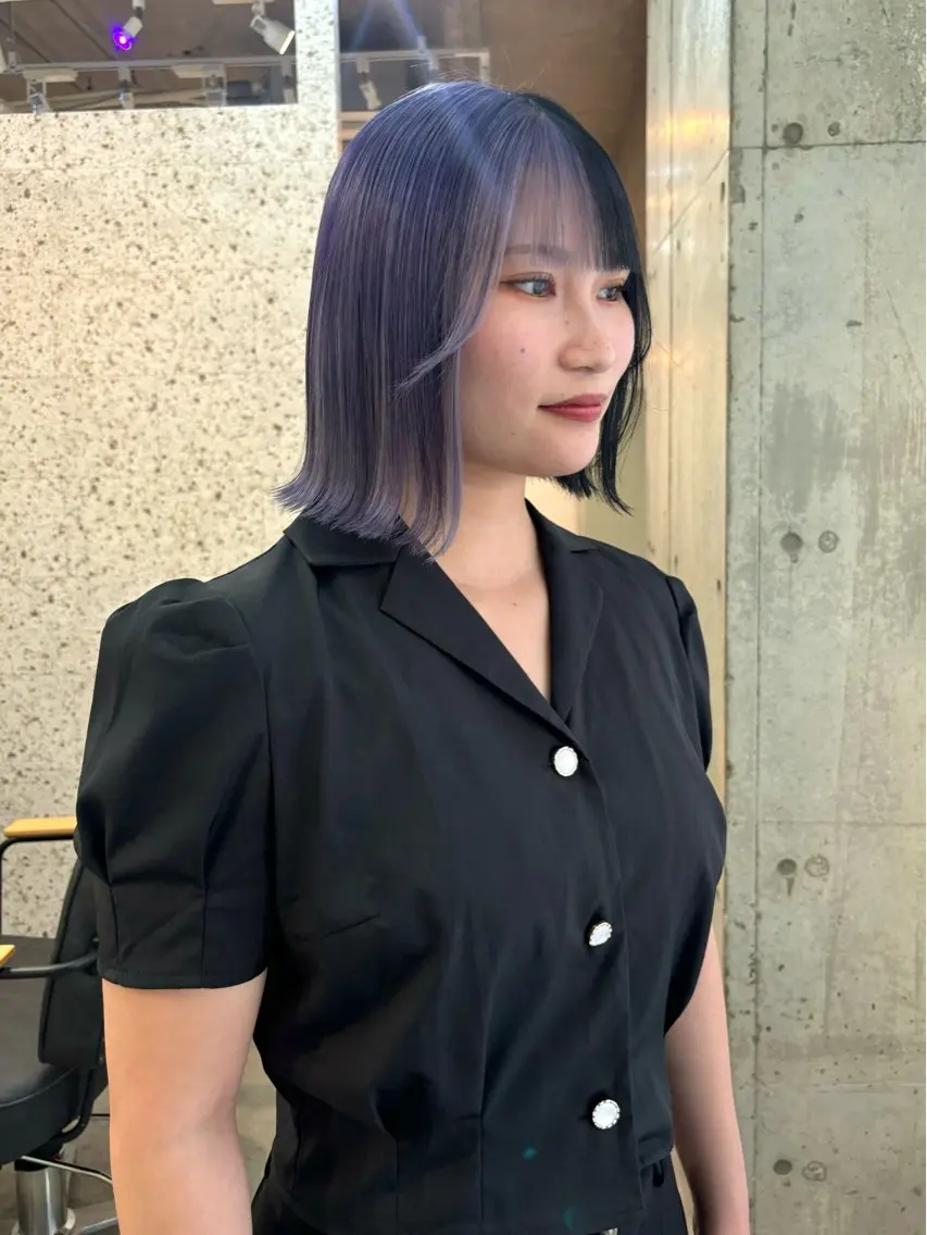 ミディアム カラー 黒髪 ラベンダーカラー ヘアカラー SHOTO ハイトー ン/ブロンドカラーのヘアスタイル