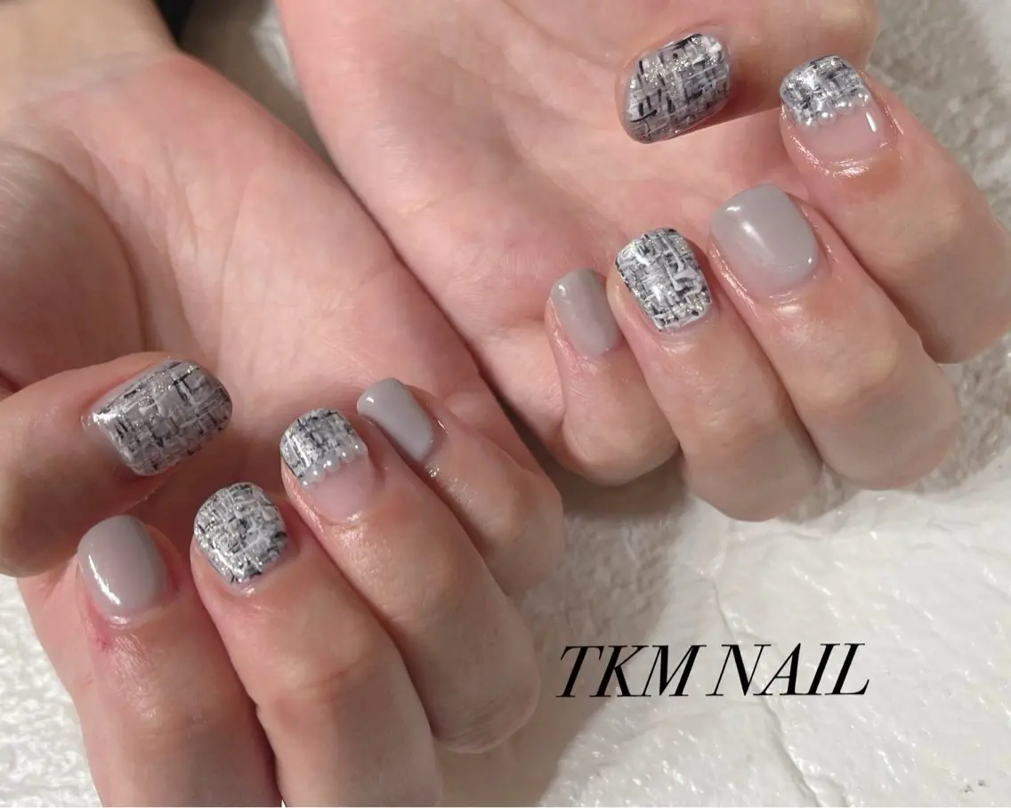 ネイル シンプルネイル ツイードネイル ハンドネイル フットネイル ______ TKM  NAILのネイルデザイン