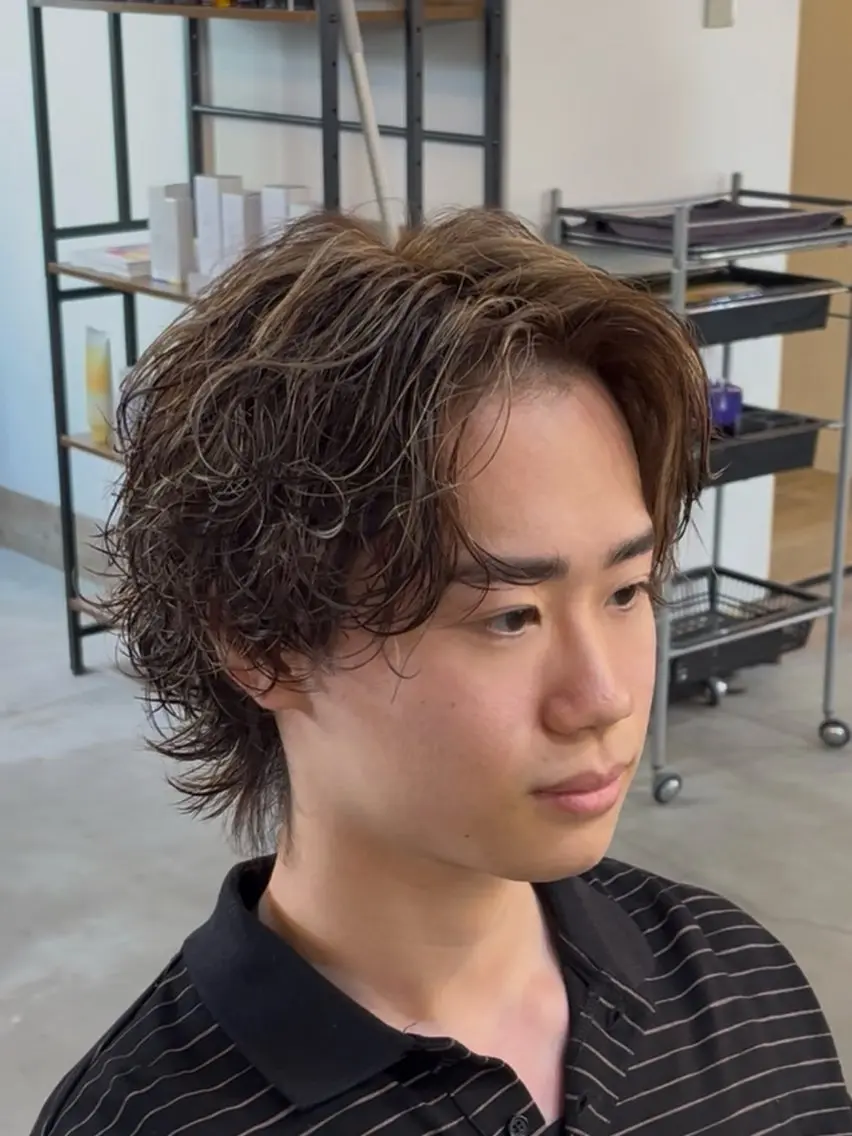 ミディアム カラー パーマ メンズ カット ヘアカラー パーマ 海外風メンズ🇺🇸 💈N.Yuto💈の眉毛・アイブロウイメージ