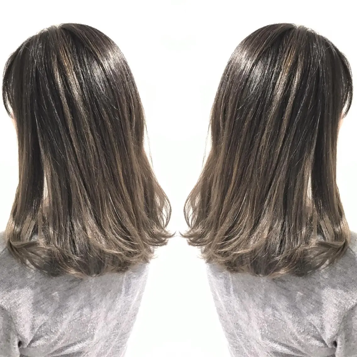 セミロング カラー バレイヤージュ グレージュ レイヤーカット カット ヘアカラー トリートメント ショートヘア💫 ハイトーン西田拓馬のヘアスタイル