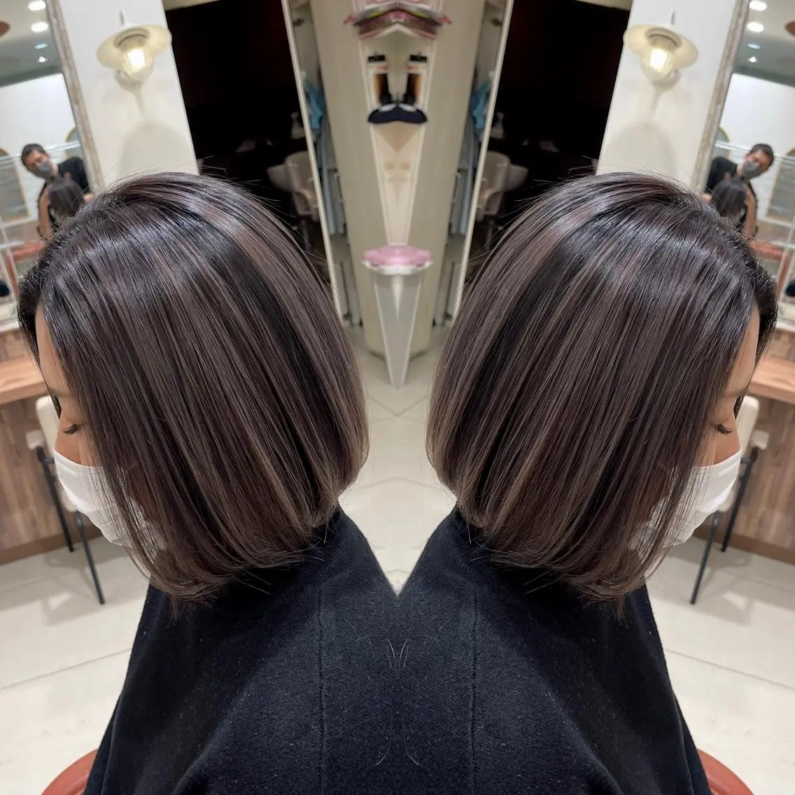 ミディアム カット ヘアカラー Y Uのヘアスタイル