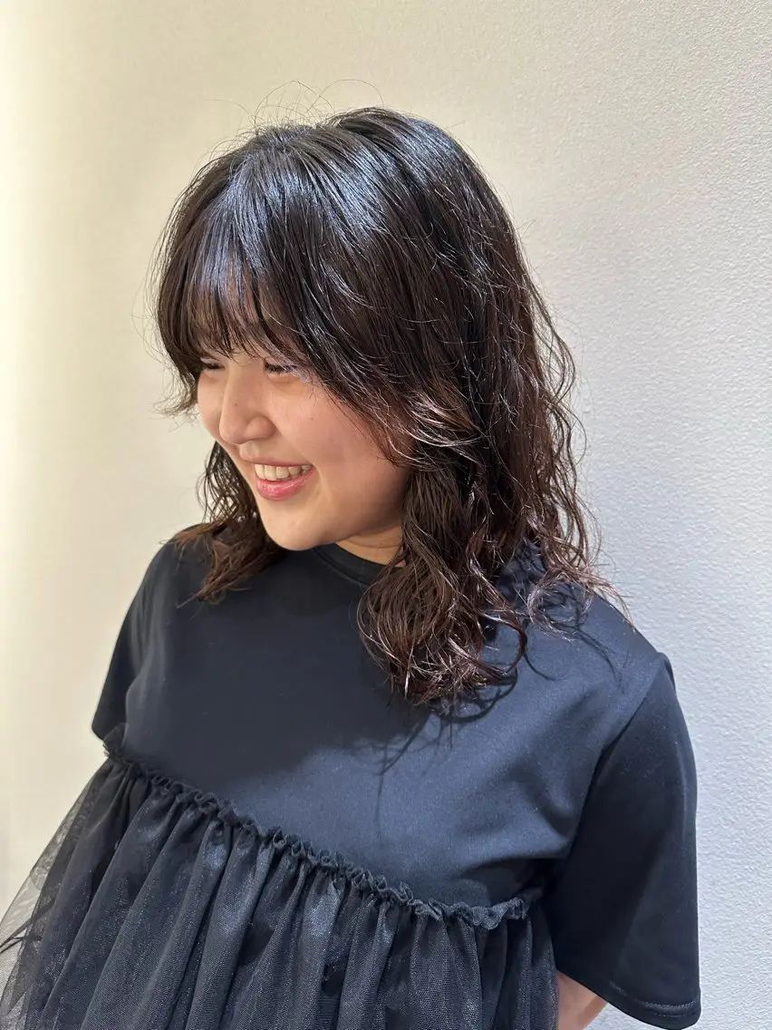 ミディアム パーマ 骨格診断/似合わせ カットあさみななこのヘアスタイル