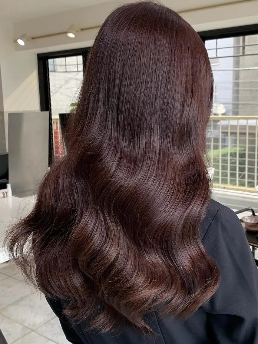 ロング カラー ブリーチ ボルドーカラー ダブルカラー ブリーチなしカラー ピンクカラー カット ヘアカラー トリートメント ヘアセット RYOSUKE ハイトーンのヘアスタイル