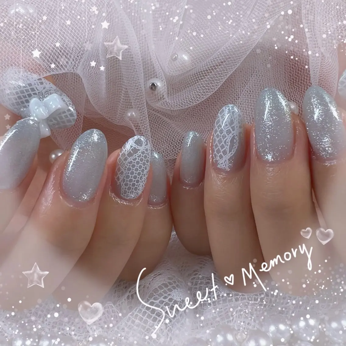 ネイル チークネイル フレンチネイル ガーリー ガラスフレンチ グラデーション ハンドネイル Chill Nailsalonのネイルデザイン
