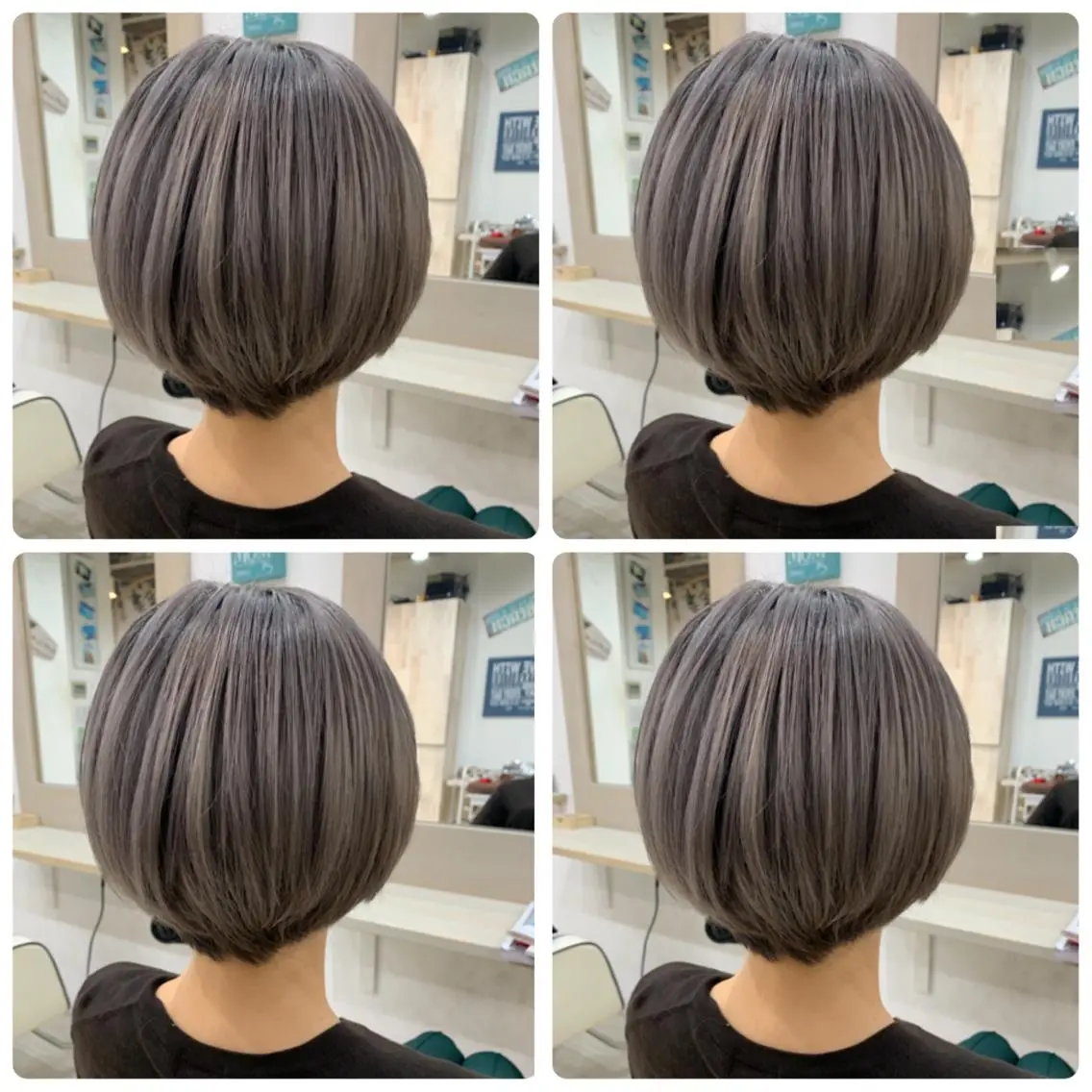 ショート カラー ショートレイヤー ネイビーカラー ボブ くせ毛 かきあげバング ヘアカラー トリートメント 京都大人女性ショート 徒歩1分/秋山のヘアスタイル
