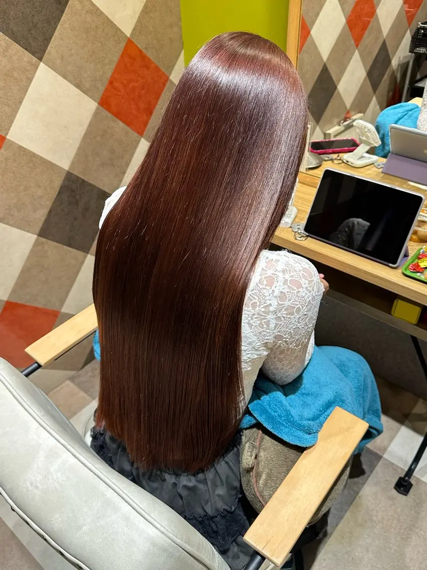 ロング カラー ピンクカラー レッドカラー 【echelle】 あむのヘアスタイル