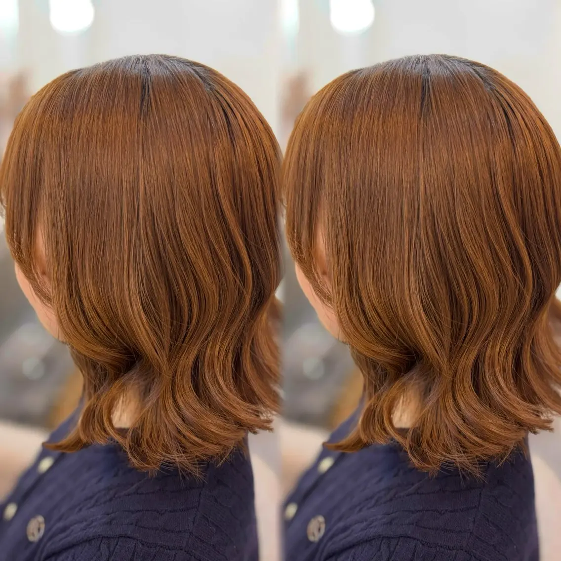 ミディアム カラー ブラウンカラー オレンジ オレンジブラウン 似合わせカット ヘアカラー 🐈‍⬛momo🐾 ダブルカラーのヘアスタイル