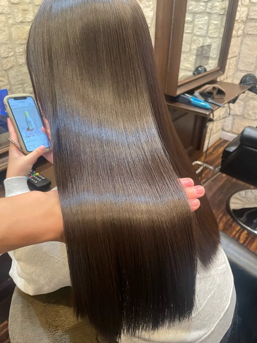 ロング カラー 髪質改善 縮毛矯正 カット ヘアカラー 縮毛矯正 トリートメント 町田/レイヤーカット ハッシュカット/八木のヘアスタイル