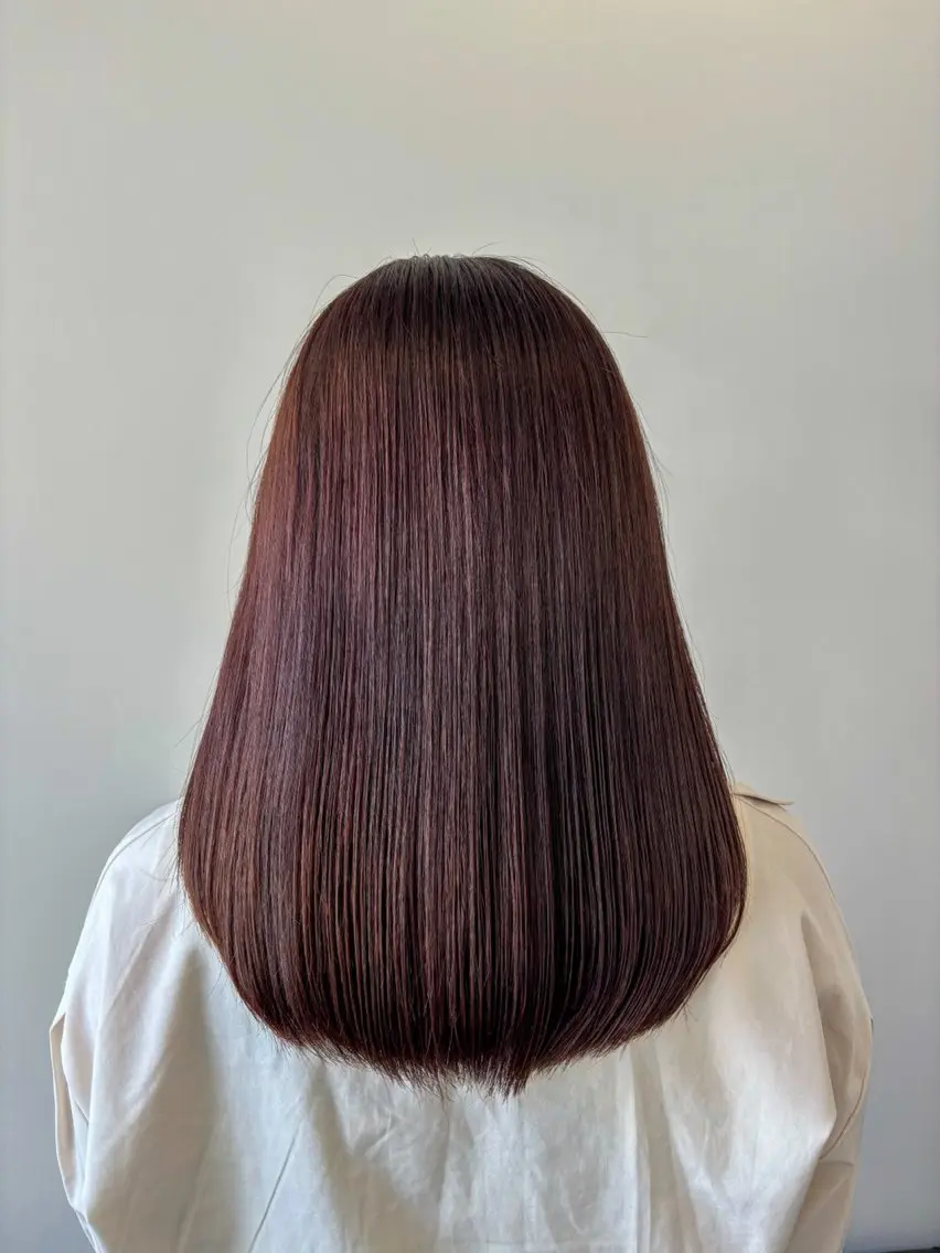 ロング レッドブラウン 韓国風ボブカット kouki🐒🩶のヘアスタイル