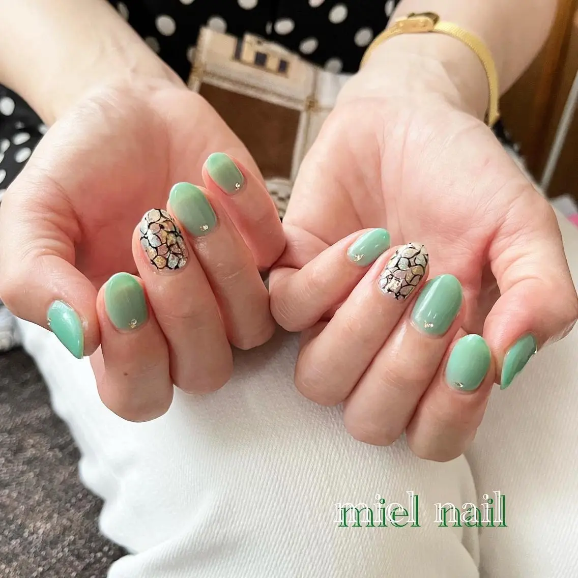 ネイル グリーン miel nailのネイルデザイン