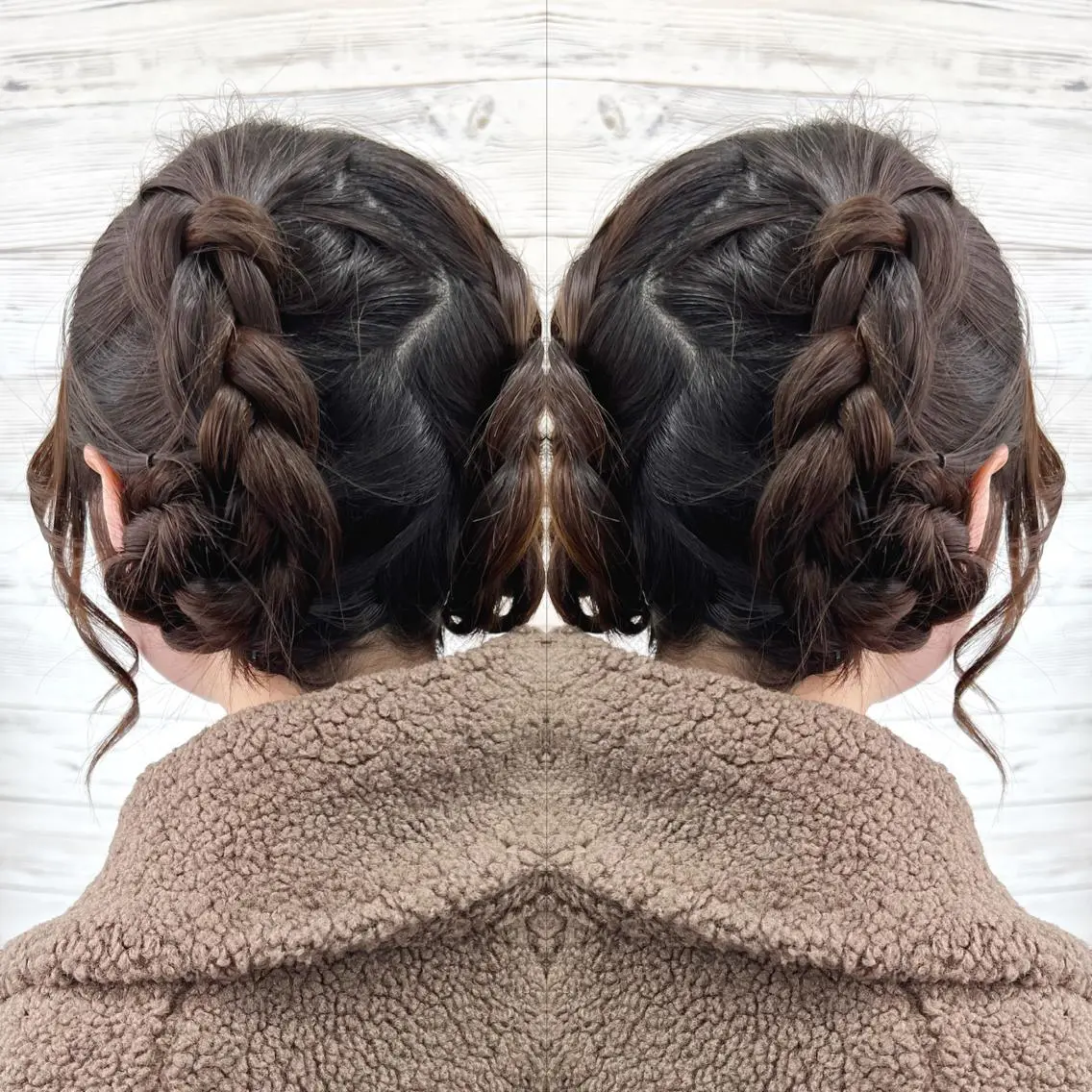 セミロング ヘアアレンジ お団子ヘア ヘアセット 枝毛カット&髪質改善 満足NO.1岡しゃんのヘアスタイル