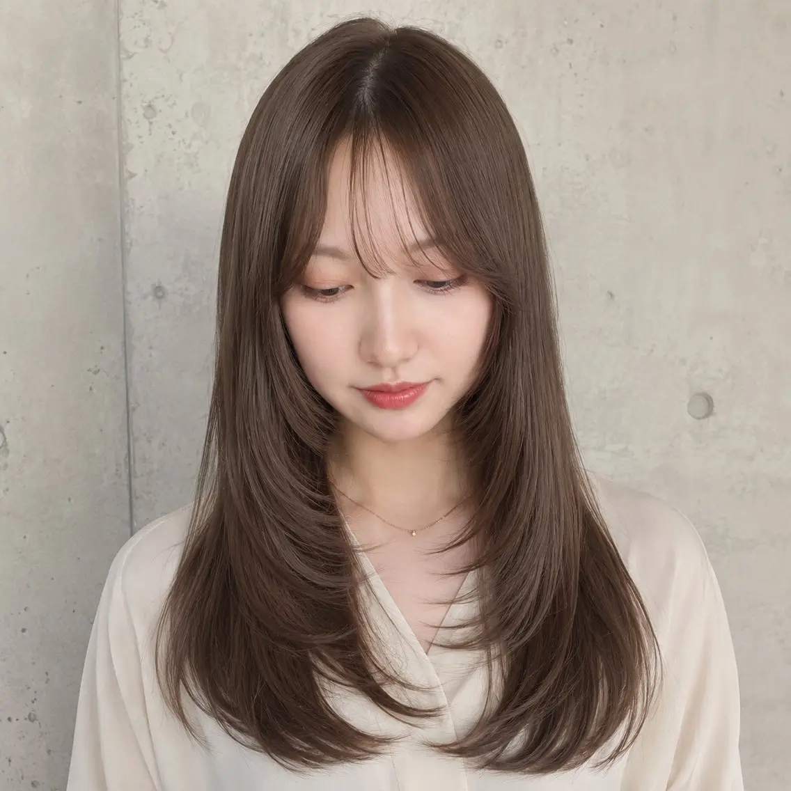 ロング カラー カット ヘアカラー 縮毛矯正 トリートメント 盛れる顔まわりカット 髪質改善/渋谷/れんのヘアスタイル
