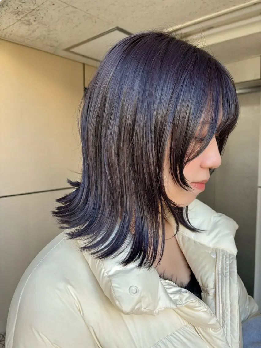 ミディアム カラー ヘアアレンジ ブルーカラー ブルージュ ラベンダーカラー 似合わせhair🔸 アサダ　タカコ🔸のヘアスタイル