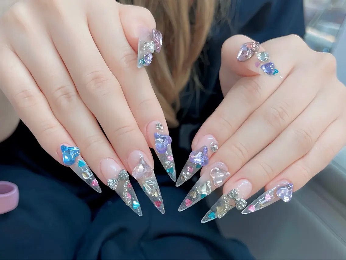 ネイル クリアネイル ドット フットネイル ジェルネイル グリーン ハンドネイル Rin Nail 新大久保店のネイルデザイン