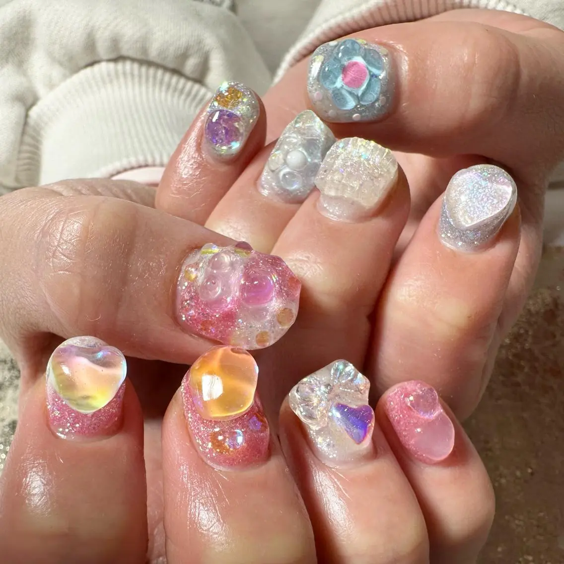 ネイル 氷ネイル・うるうるネイル キラキラネイル Candy timeのネイルデザイン