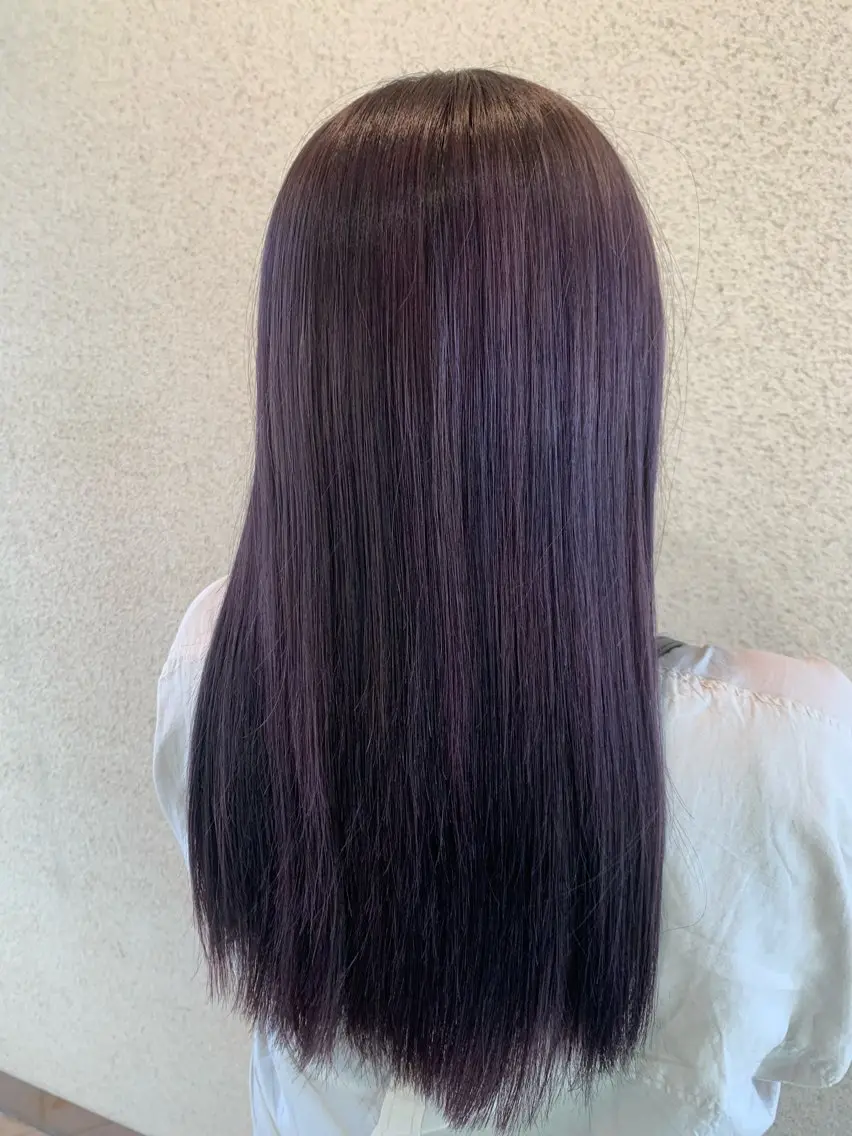 ロング カラー ブリーチ ブリーチなしカラー パープルカラー カット ヘアカラー 髪質改善𖧷美髪𖧷 ayakaのヘアスタイル