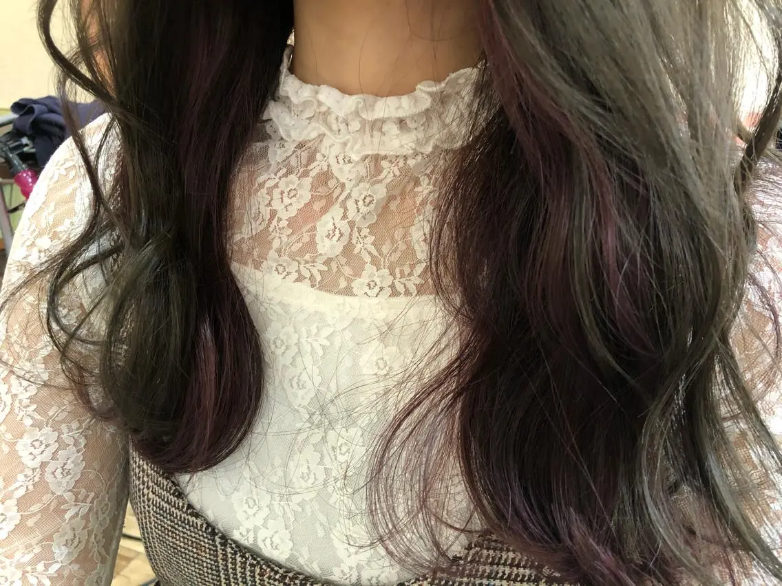 ロング ハイライト カット ヘアカラー 國次 夕貴のヘアスタイル