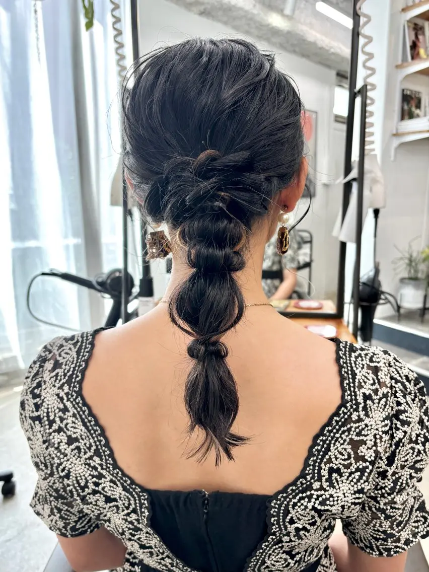 ロング ヘアアレンジ 結婚式・ブライダル ピンクブラウン ピンクラベンダー ボブ ヘアセット 暖色系特化さくら /福岡天神/レイヤーのヘアスタイル