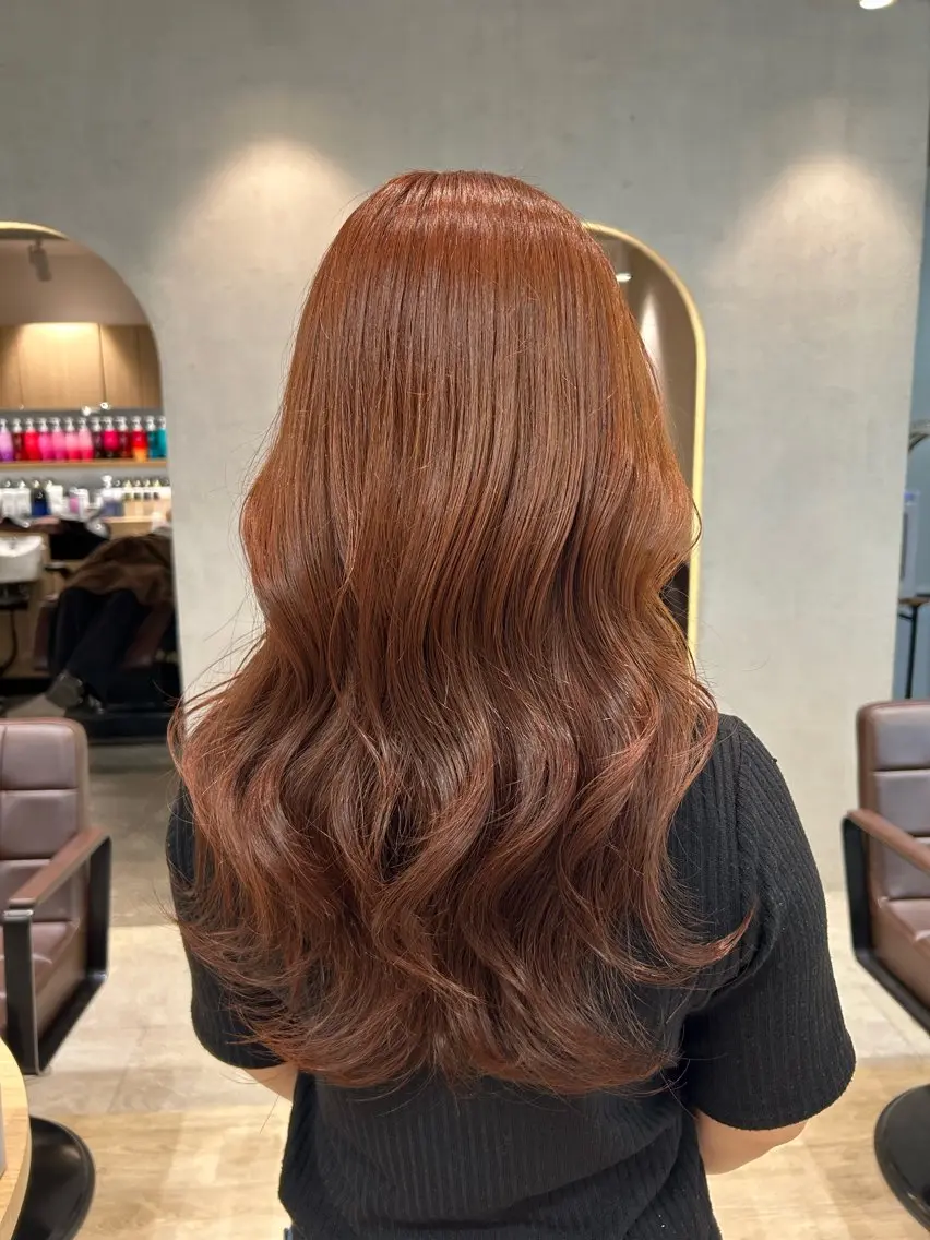カラー ブラウンカラー 透明感カラー ダブルカラー オレンジ オレンジブラウン ヘアカラー 艶カラー/柏/ 松丸 美月のヘアスタイル
