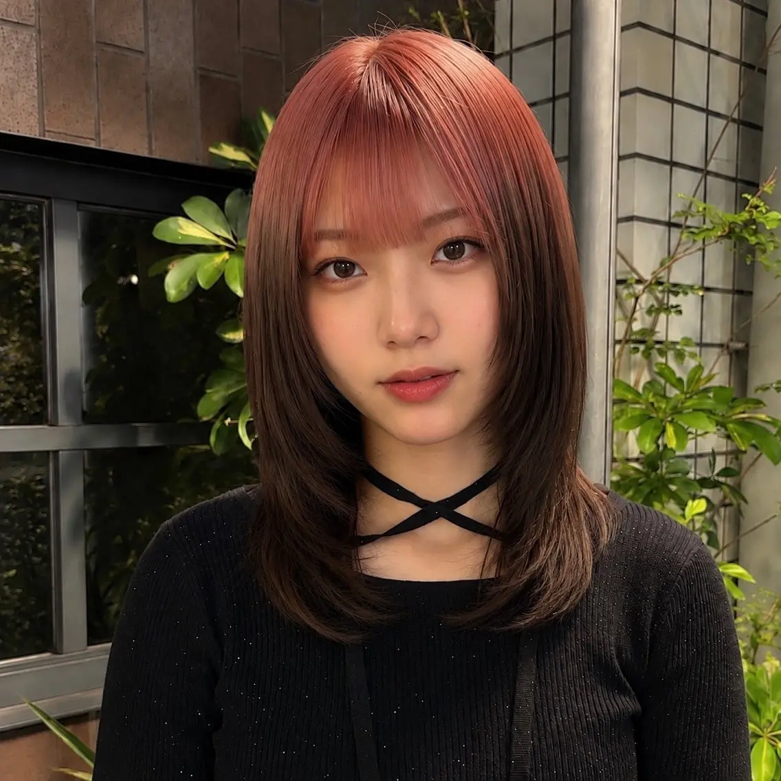 セミロング 顔まわりレイヤー 顔周りカット ハッシュカット 韓国風ヘア レイヤーカット カット ヘアカラー トリートメント ハイトーン/レイヤー カット/TAKEのヘアスタイル