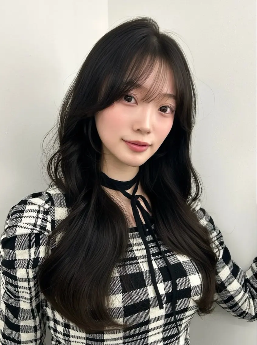 ロング カラー くびれヘア 顔周りカット 韓国風ヘア レイヤーカット 小顔カット カット ヘアカラー トリートメント 韓国ヘア/顔周り ヘアセット/加藤優里のヘアスタイル