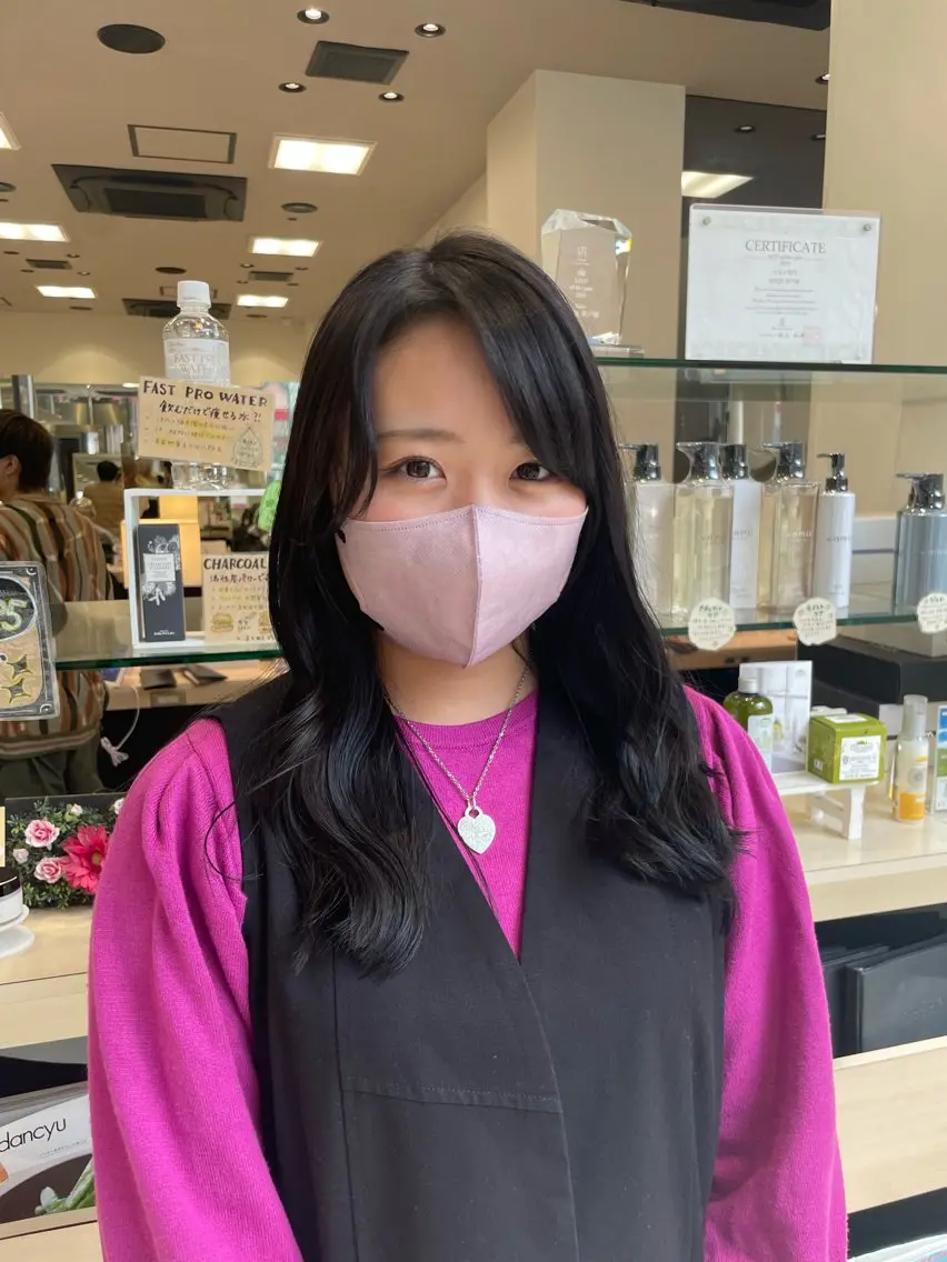 セミロング カラー 透明感カラー 似合わせカット クロスパーマ/うる艶 カラー/Kurumiのヘアスタイル
