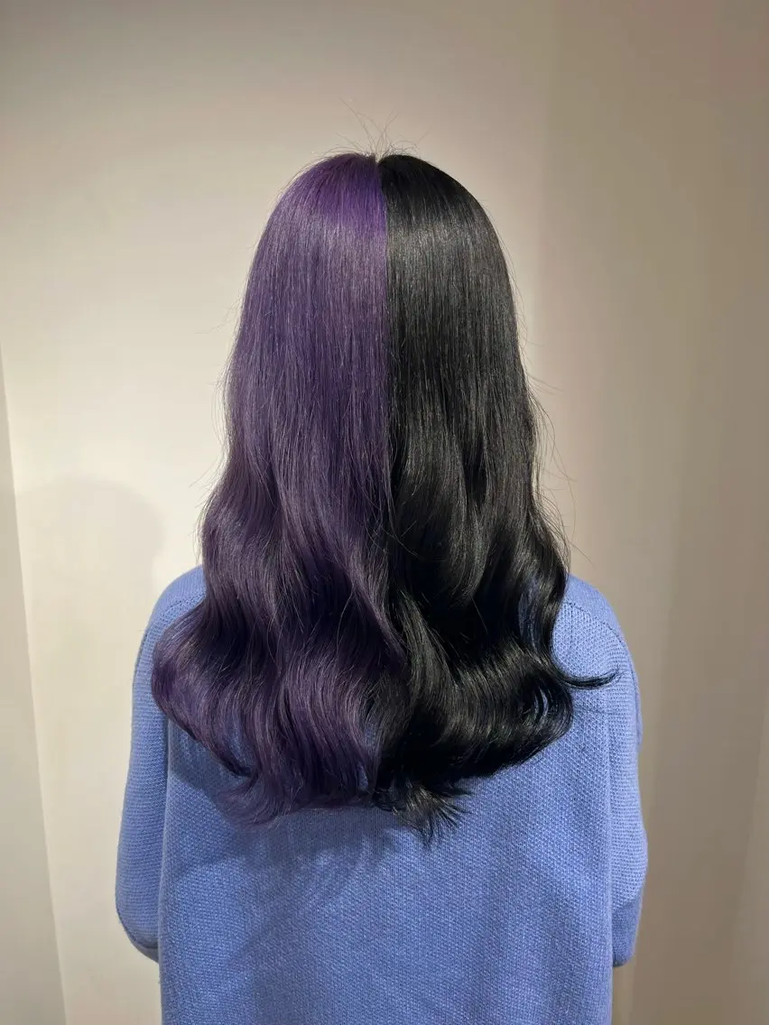 ロング カラー ブルーカラー ブルーラベンダー ラベンダーカラー ツートーンカラー ヘアカラー トリートメント 吉原葵/ハイトーン /インナーカラーのヘアスタイル