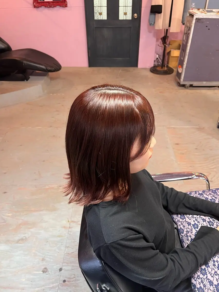 ミディアム カラー ブラウンカラー ピンクカラー ピンクブラウン ヘアカラー 藤野 海翔のヘアスタイル