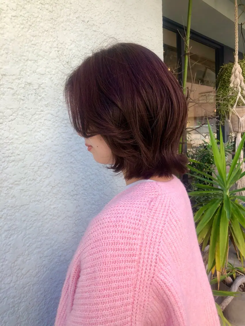 ショート ピンクブラウン レイヤーカット ウルフカット ウルフレイヤー Saloクルミ/ パーマモデル☁️のヘアスタイル
