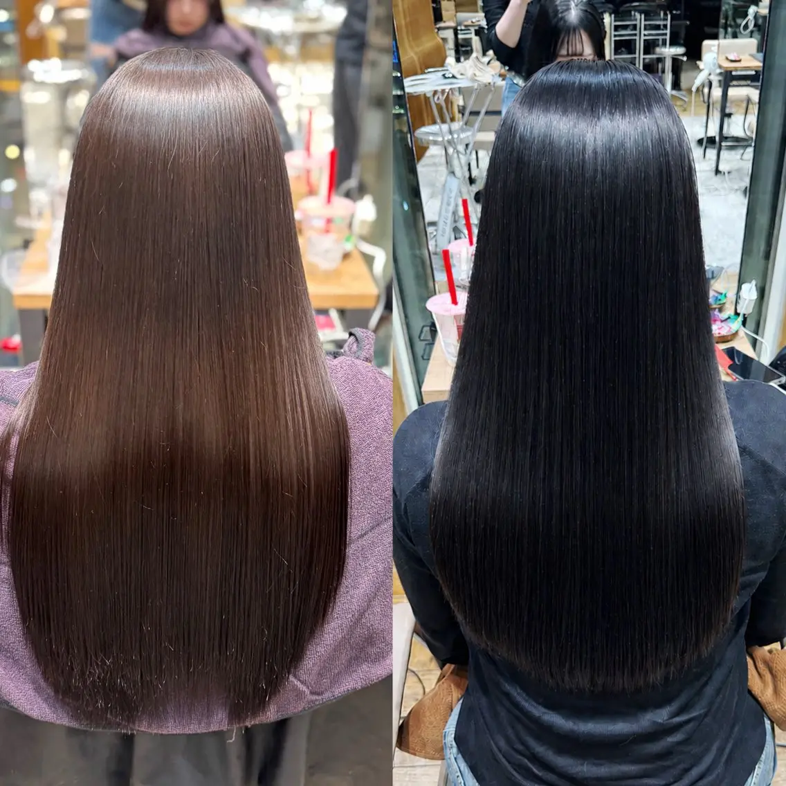 ロング カラー アッシュ 黒髪 ブルーカラー ブルーブラック 透明感カラー ヘアカラー レイヤー/顔まわり/ 透明感カラー/れいなのヘアスタイル