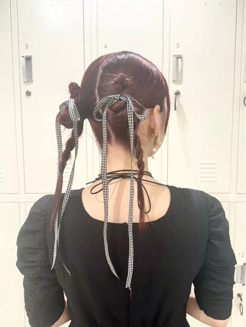 ロング カラー ヘアアレンジ ヘアセット オタク美容師☃️🩵 ヘアアレンジ/暗髪のヘアスタイル