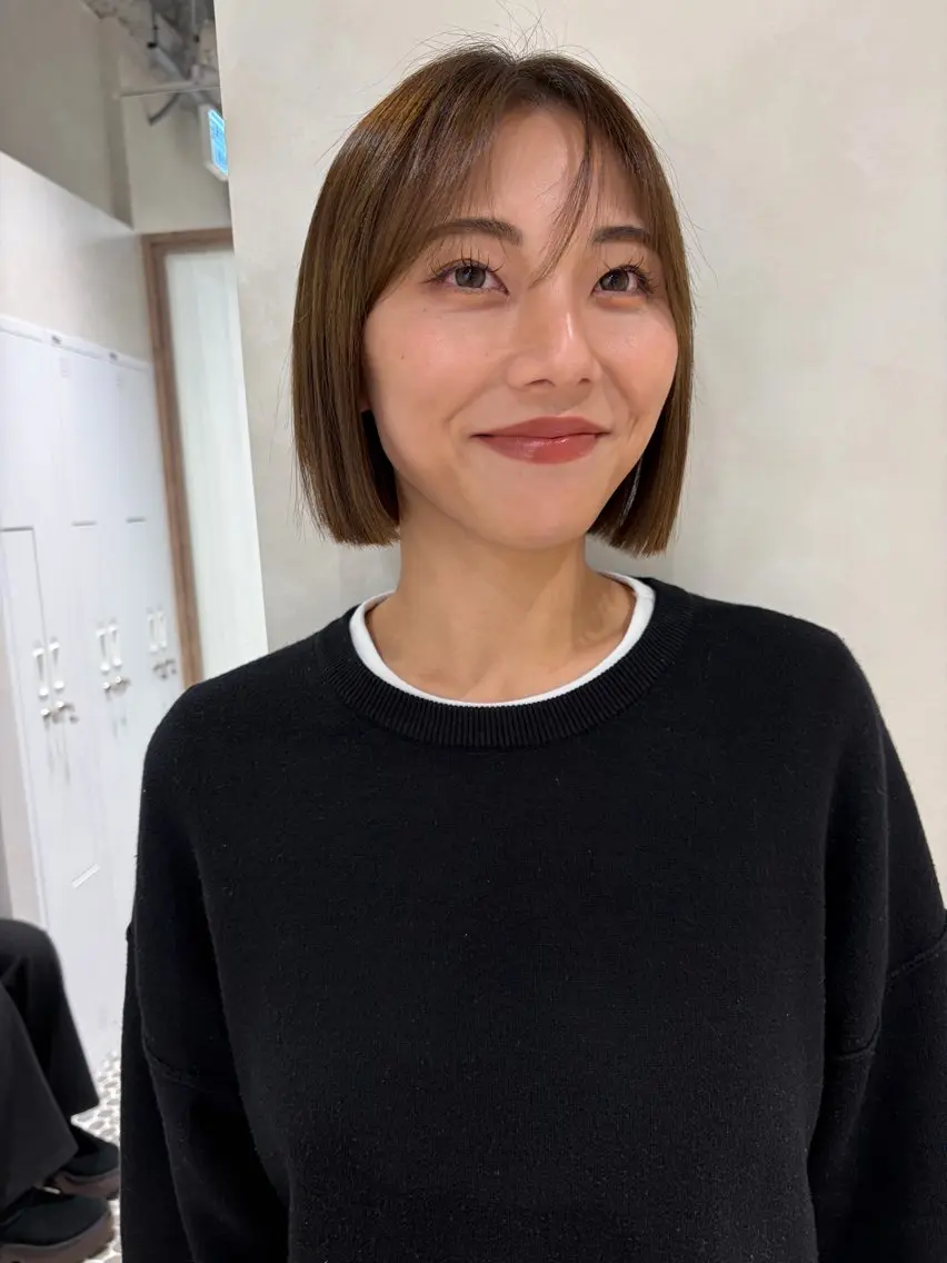 ミディアム カラー ボブ 砂原 ひよりのヘアスタイル