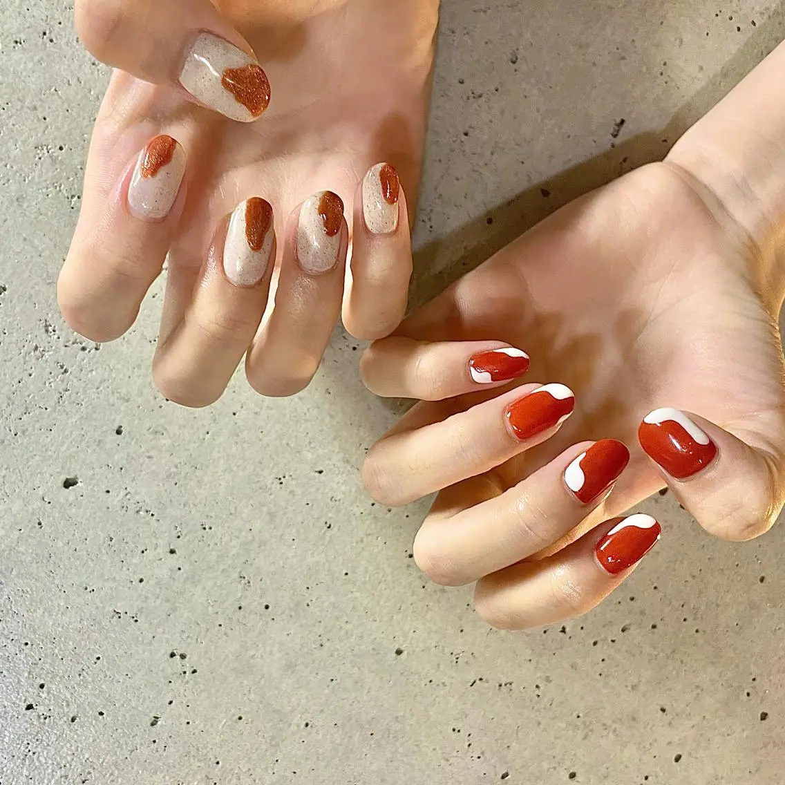 ミディアム カラー パーマ ヘアアレンジ メンズ キッズ ネイル マツエク・マツパ アイブロウ オレンジ テラコッタ カラーマツエク オレンジ el. by Aoのネイルデザイン