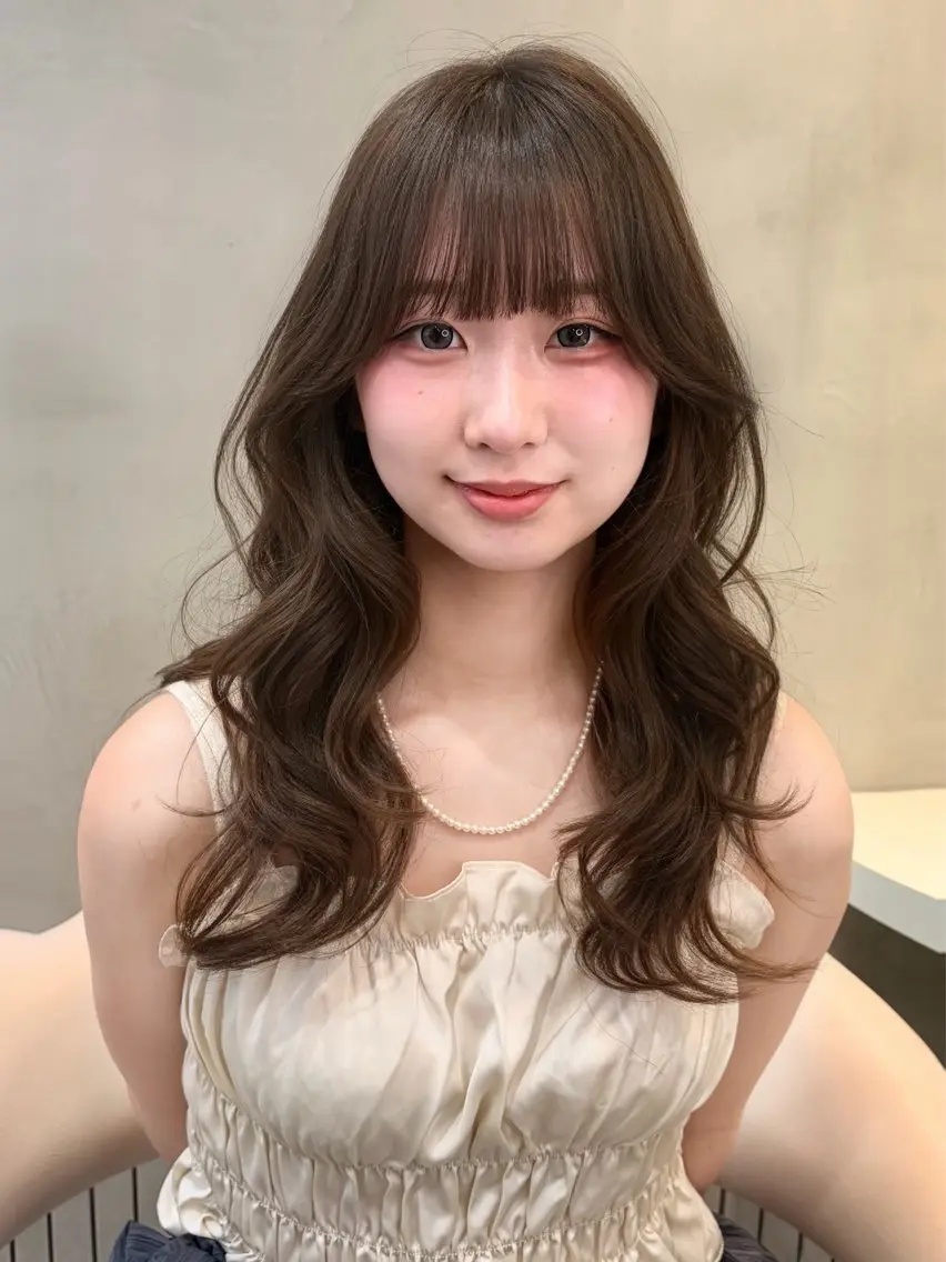 セミロング カラー パーマ ヘアアレンジ ダブルカラー/ベー ジュ/レイヤー/ハルのヘアスタイル