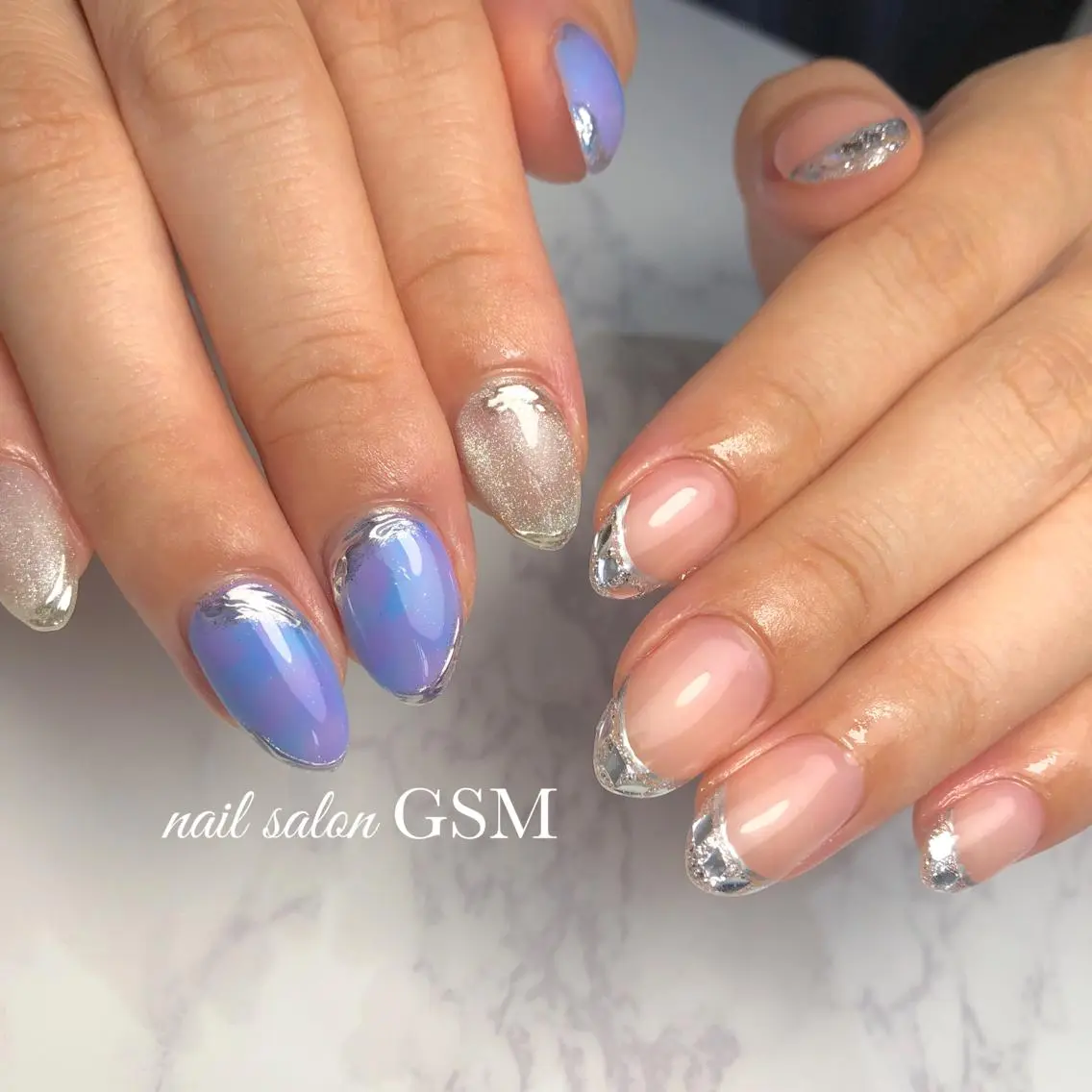 ネイル フレンチネイル ガラスフレンチ ハンドネイル nail salon GSMのネイルデザイン