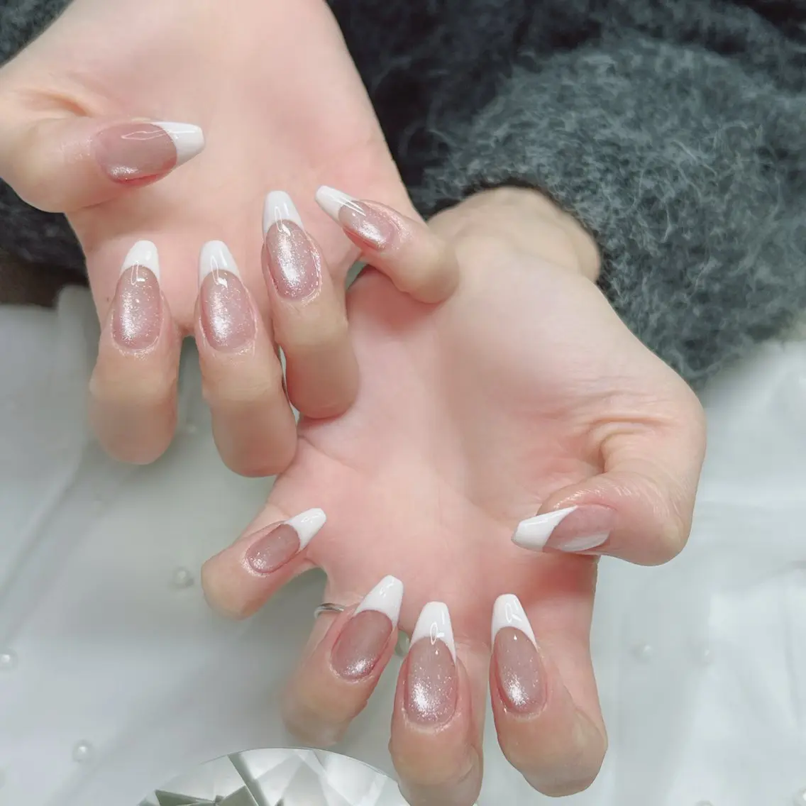 ネイル オーロラネイル ミラーネイル オフィスネイル ワンカラーネイル シンプルネイル ハンドネイル Cute Tips nailのネイルデザイン