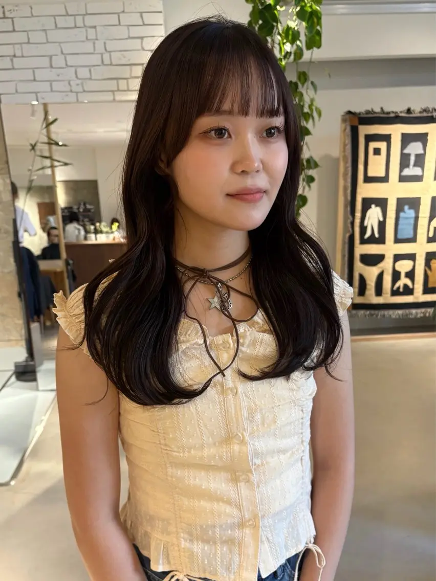 ロング カラー ブラウンカラー 顔周りカット レイヤーカット カット ヘアカラー トリートメント yuki ♡のヘアスタイル