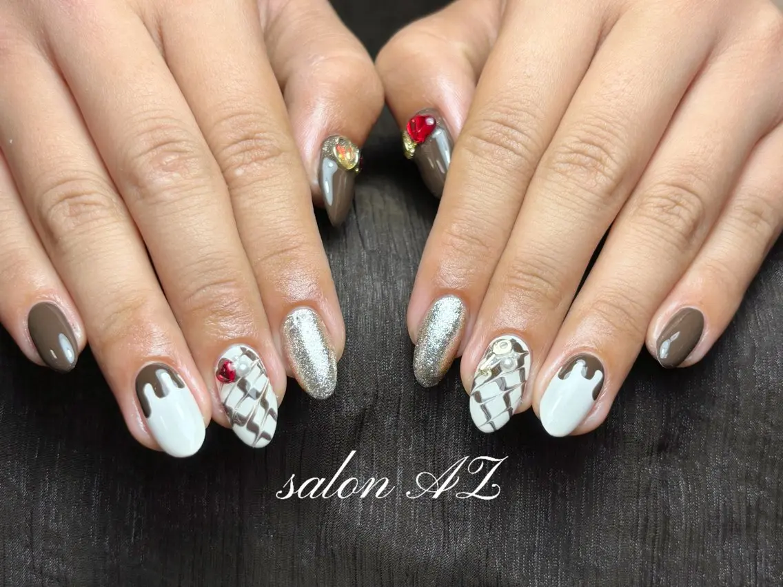 ネイル 長さ出し フットネイル フレンチネイル マグネットネイル ニュアンスネイル ハンドネイル salon AZのネイルデザイン