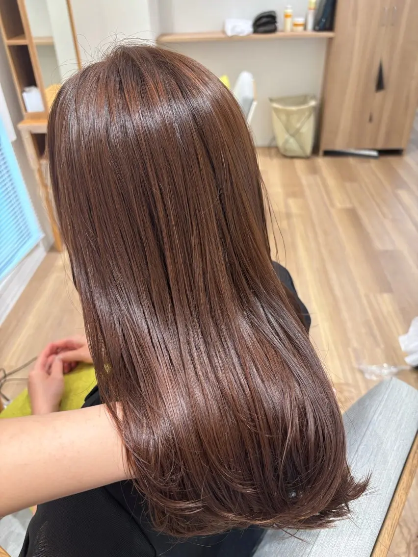 ロング カラー ベージュカラー ブラウンカラー カット ヘアカラー トリートメント ヘッドスパ RINNO🌷透明感 カラー/髪質改善のヘアスタイル