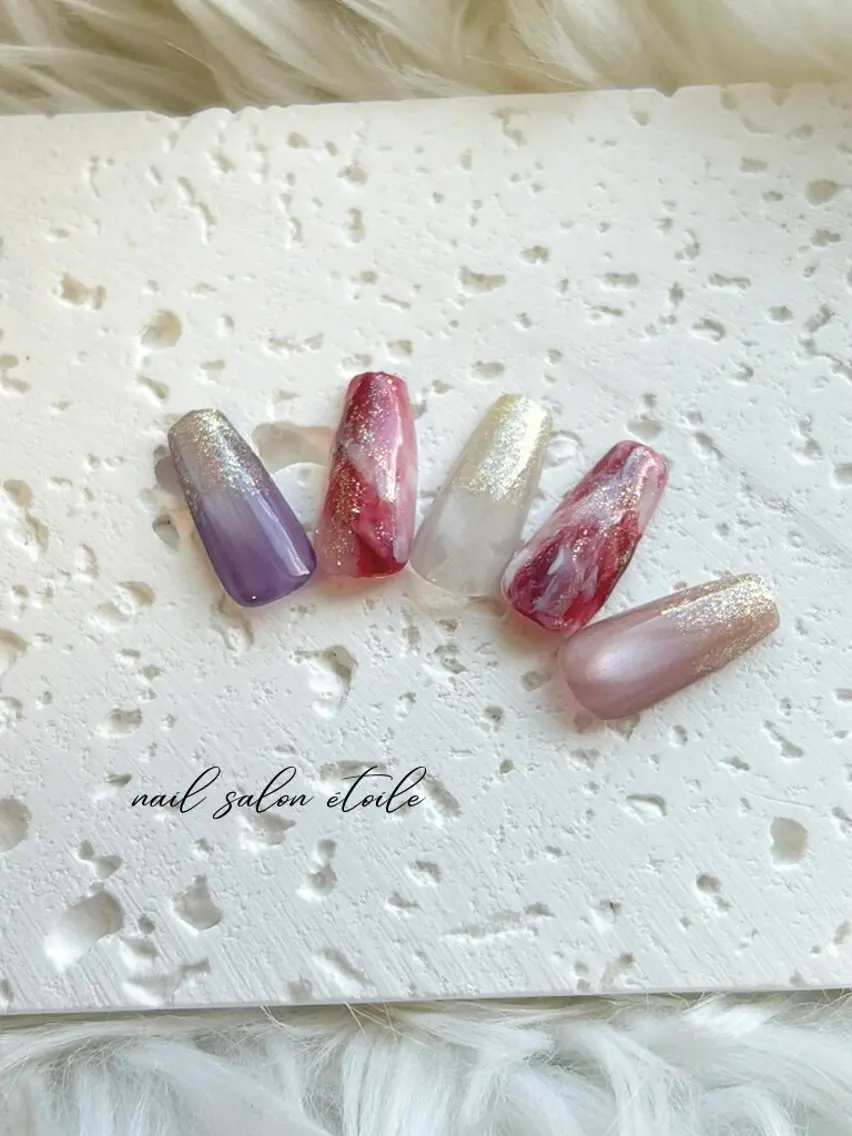 ネイル ラメ(グリッター) ラメグラデーション マグネットネイル ニュアンスネイル ハンドネイル nail salon étoileのネイルデザイン