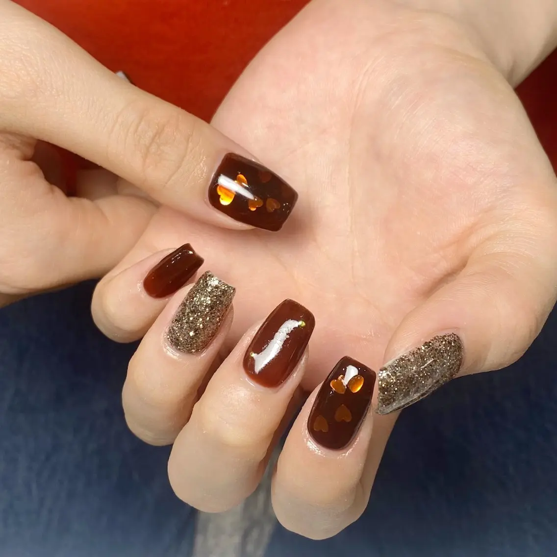 ネイル チークネイル フレンチネイル ジェルネイル ガラスフレンチ キラキラネイル ハンドネイル UM Nail Salonのネイルデザイン