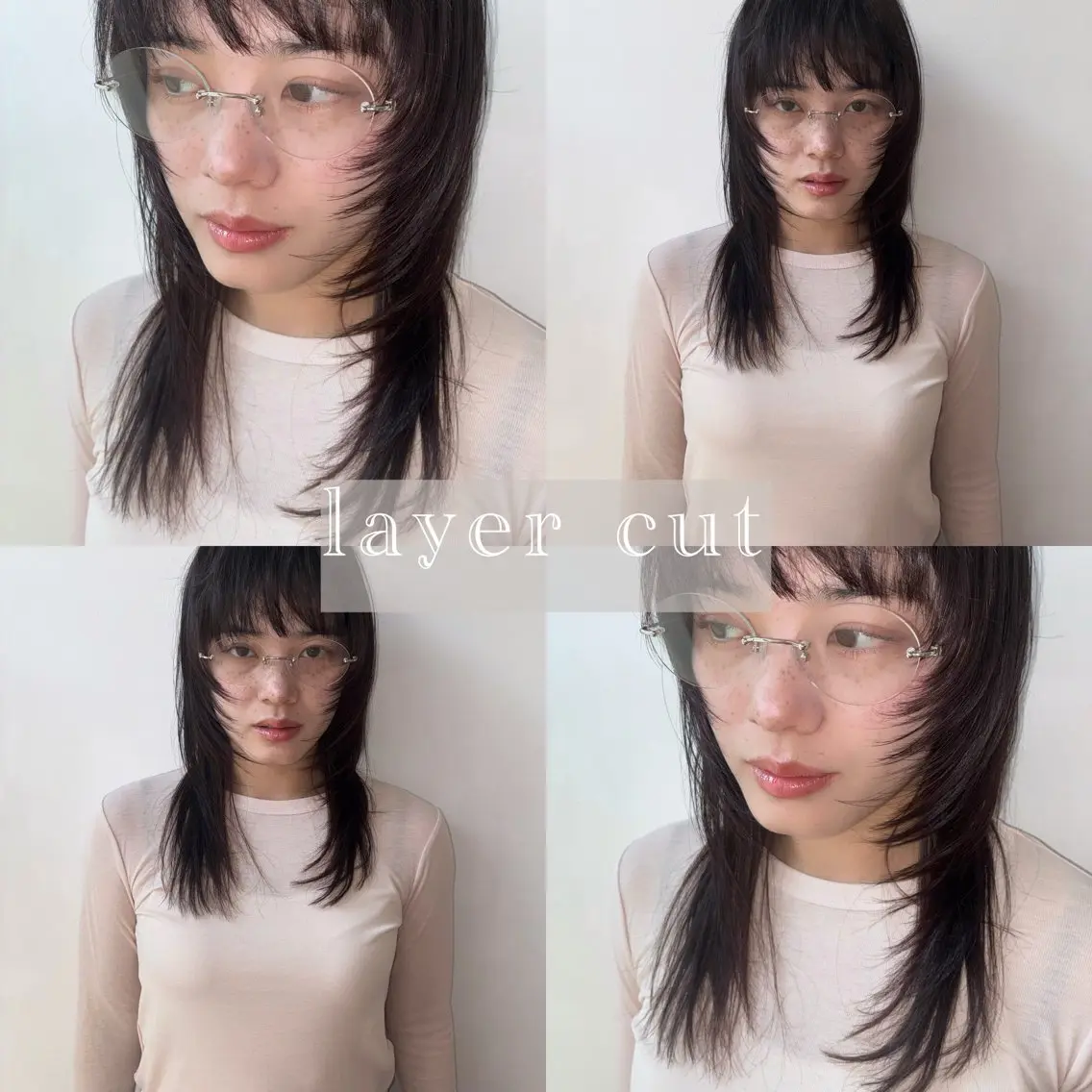セミロング 顔まわりレイヤー 顔周りカット ハッシュカット レイヤーカット moe/名古屋美容室 /モデル募集のヘアスタイル