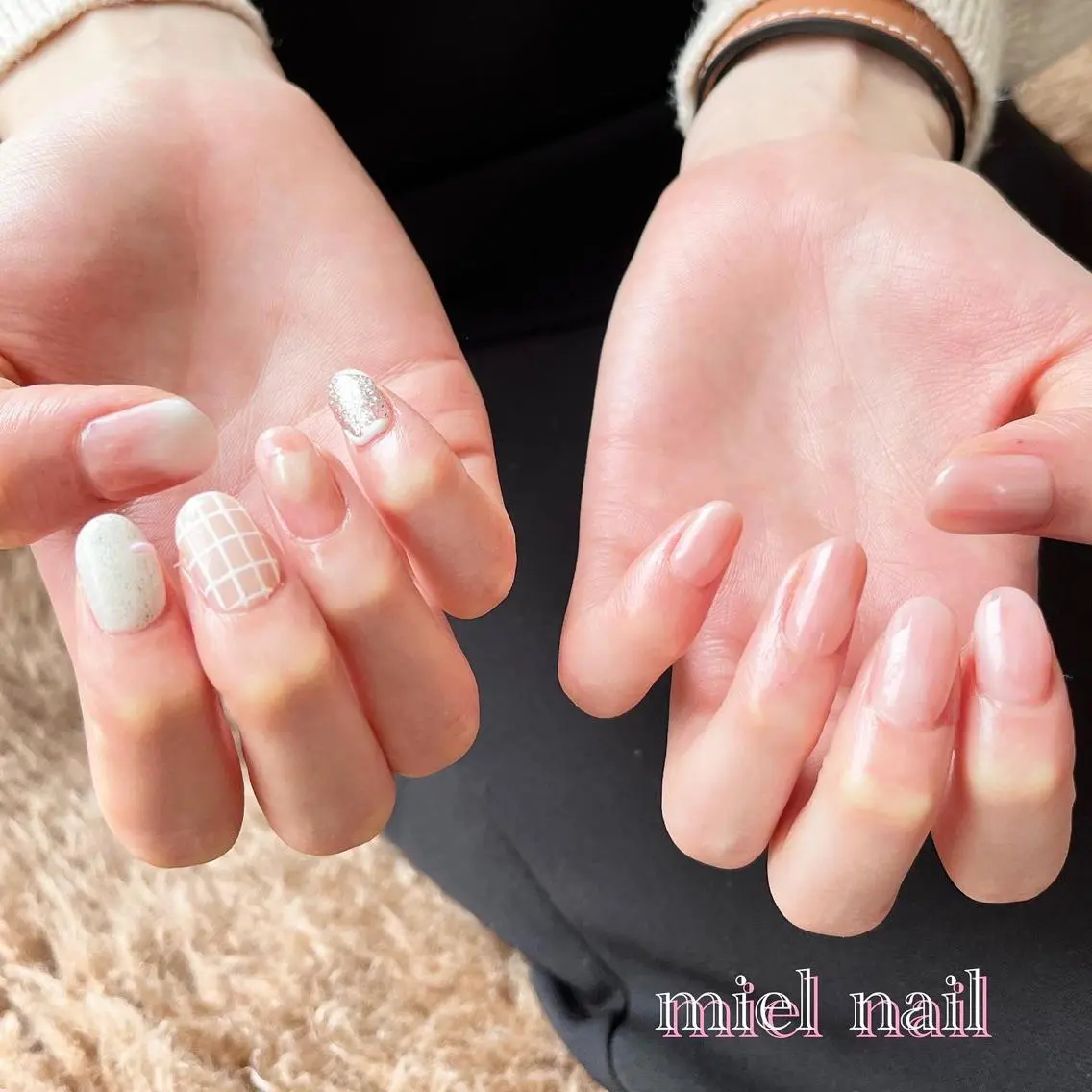 ネイル 大理石ネイル(マーブル) 持ち込み ピンク 春ネイル ハンドネイル miel nailのネイルデザイン
