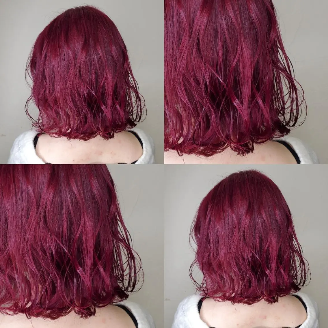 ミディアム ヘアカラー ツヤ髪✨縮毛矯正 ハイトーンカラーのヘアスタイル