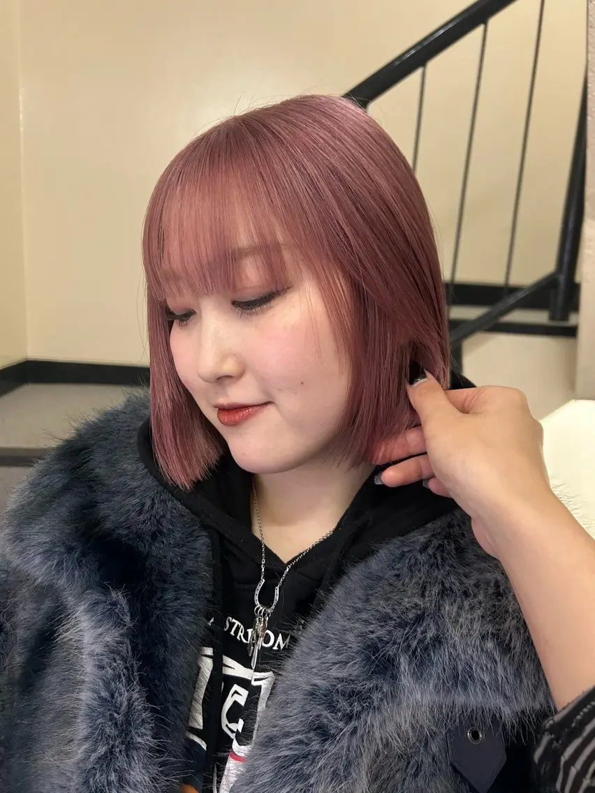 ショート カラー ピンクカラー ヘアカラー ☕️結【suii.】 ボブ/ヘアセット☕️のヘアスタイル