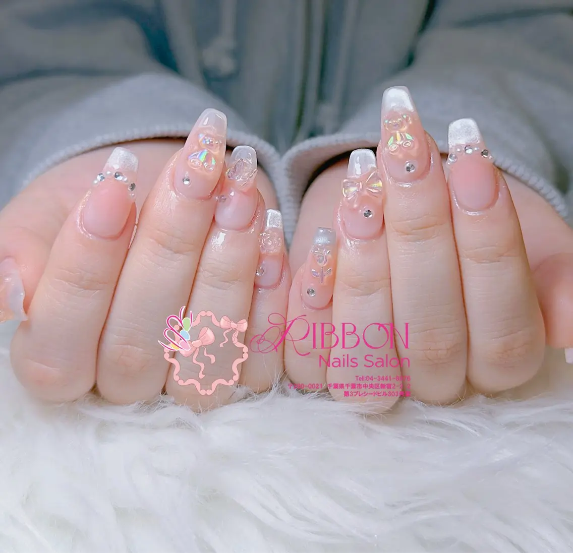 ネイル チークネイル フットネイル フレンチネイル グラデーション 韓国ネイル ハンドネイル Ribbonnail salonのネイルデザイン