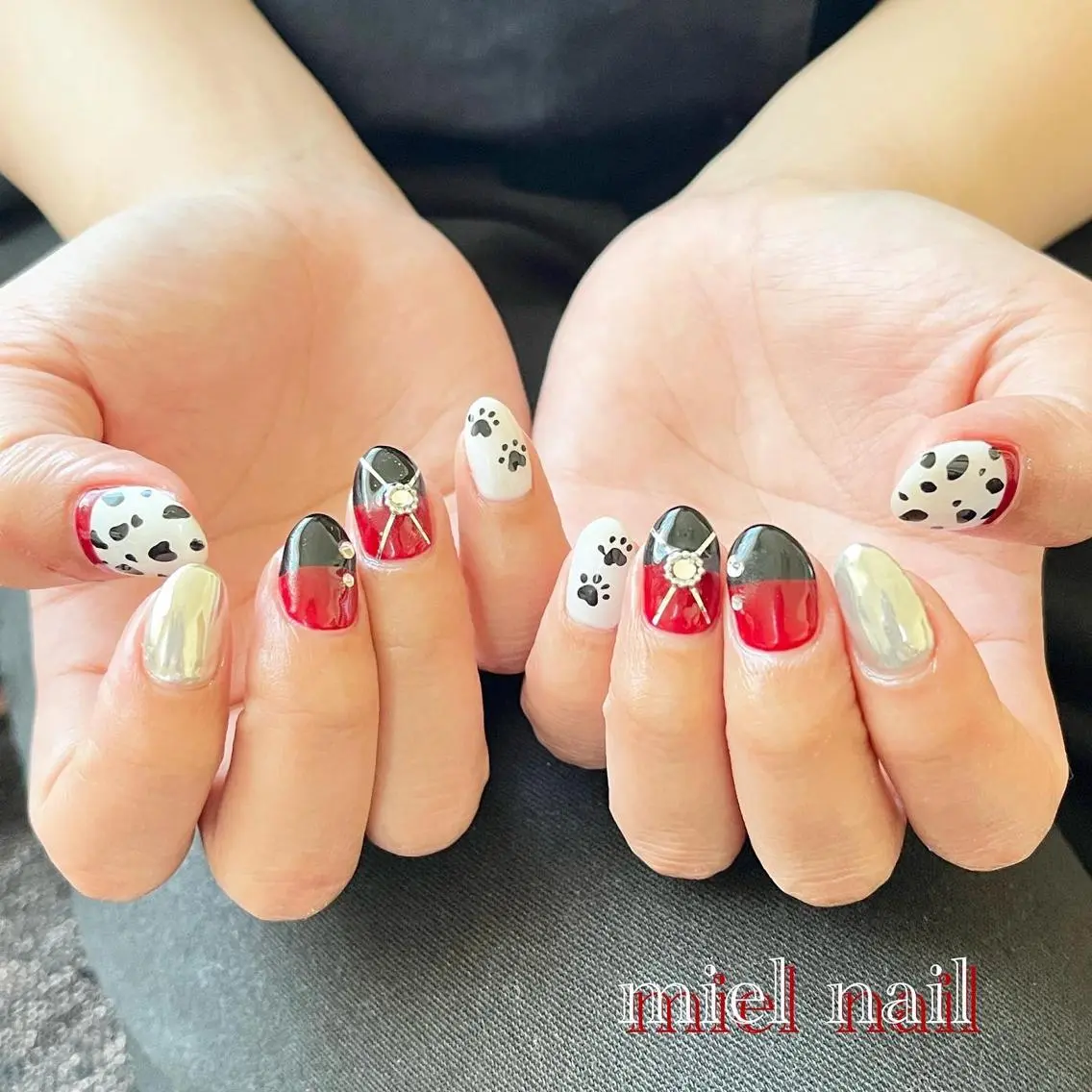 ネイル 持ち込み 赤色 ハンドネイル miel nailのネイルデザイン